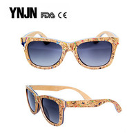 High quality YNJN trendy women mens bamboo wooden sunglasses polarized