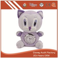 more images of Plush Stuffed Cat Toy Clock Filling 100% PP Cotton 20CM