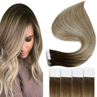 more images of Full Shine Tape in Hair Extensions 100% remy Human Hair Balayage (#3/8/22)
