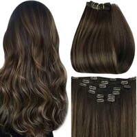 Balayage Brown Highlights Clip in Extensions Human Hair (#2/2/6)