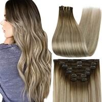 more images of Full Shine Clip in Extensions 100% Remy Human Hair 7 Pieces Balayage (#3/8/22)