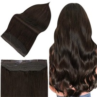 Full Shine Remy Halo Human Hair Extensions Darkest Brown #2