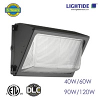 Lightide DLC Qualified Semi Cut-off LED Wall Pack Lights-Glass Refractor, 40W~120W