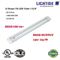High Output U Shape T8 LED Tube 1-5/8″, 14W, CRI 90+, 150-170 lm/W