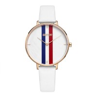 more images of WHITE WOMEN'S WATCH WITH LEATHER STRAP AND STRIPE DETAIL MANUFACTURER