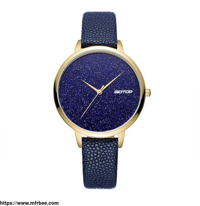 features_of_ss353_blue_and_gold_women_s_watch_with_leather_strap