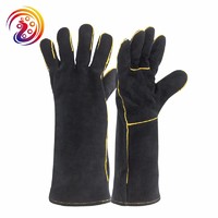 welding/welders gloves heat resistant cow split fireplace leather gloves