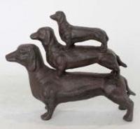 cast iron statue stacked hot dogs dachshund doorstopper for home and garden