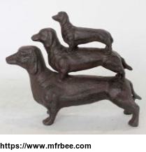 cast_iron_statue_stacked_hot_dogs_dachshund_doorstopper_for_home_and_garden