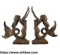 cast_iron_mermaid_bookends_book_ends_antiqued_finish