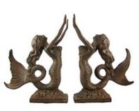 Cast Iron Mermaid Bookends Book Ends Antiqued Finish