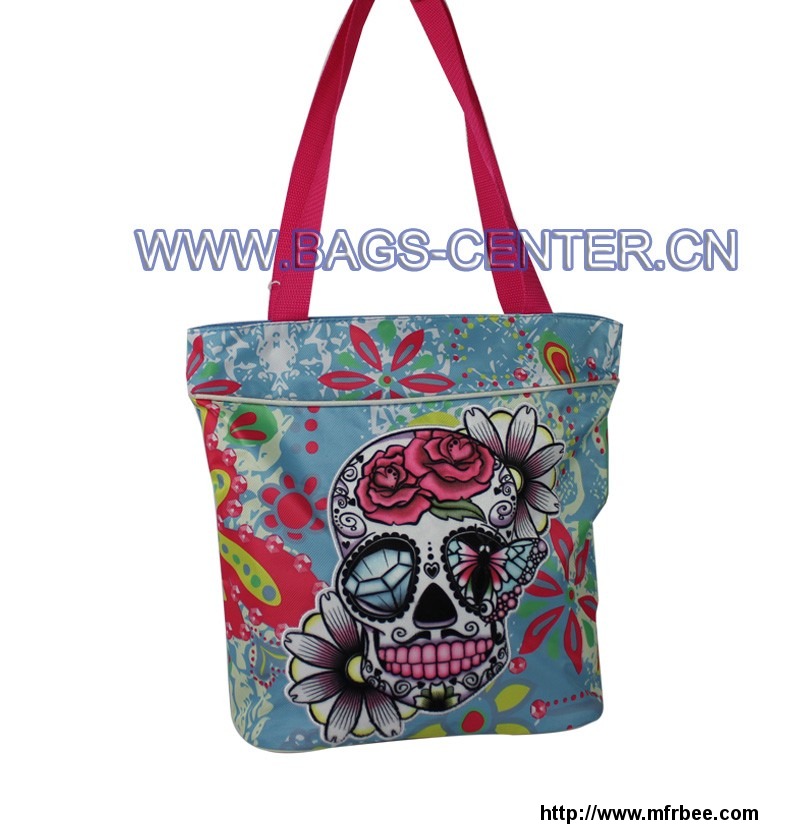 skull_twill_fabric_handbags