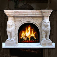 more images of French Style Classic White Cherub Marble Fireplace Mantel with Angle Statue