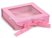 wholesale customized paper packaging foldable gift box with ribbon closure