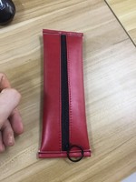 more images of stationery bag simple zipper leather PU pencil case custom promotional gift