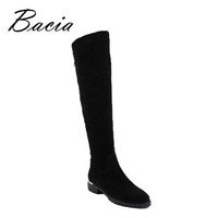 Women Black Over Knee Boots Sheep Suede Leather Boots
