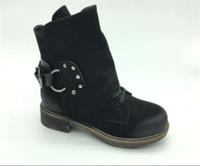 BLACK LEATHER boots UPPER WITH BEATIFUL BUCKLE AS ORNAMENT (CAD100118H, BRAND: CARE)