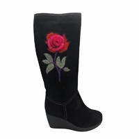 top boot with flower ornament(GINETTE,BRAND:CARE)