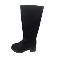 black long leather boots with zipper(FRANKY BLACK,BRAND:CARE)
