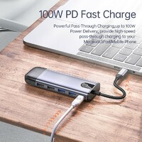 more images of CH-7420 10 In 1 USB C Hub 100w With PD USB3.0 Hdmi SD TF Card Slot Gigabit Lan Vga Port