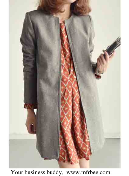 new_fashions_hidden_button_long_wool_suit_coat_for_women