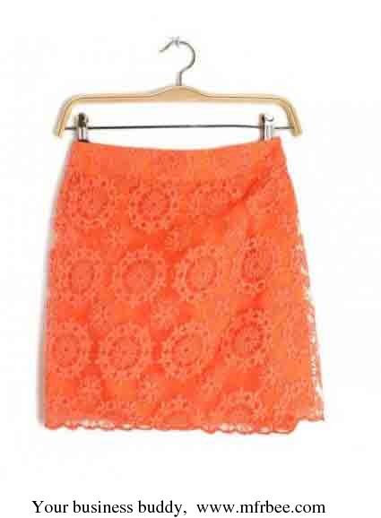 orange_grenadine_floral_high_waist_lace_short_skirt