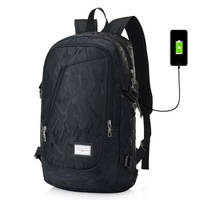 Backpack with USB Charging Port Laptop Backpack Travel Bag Camping Outdoor (Black)