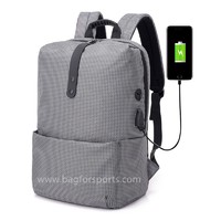 Travel Laptop Backpack 15.6’’ Waterproof for Men & Women, Business Computer Backpack Work Daypack Padded with USB Charging Port, Fashion College Bookbag Rucksack (Grey)