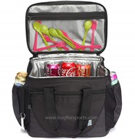 Large Cooler Bag, 30-Can 23L Insulated Leakproof Picnic Lunch Bag Multi-Pockets for Camping, Beach, Travel, Fishing with Detachable Shoulder Strap,Beer Opener Black