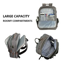 Laptop Backpack Large Computer Backpack for 15.6-17.3 Inch Laptop with USB Charging Port Water-Repellent School Travel Backpack Casual Daypack  Business/College/Women/Men-Grey