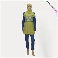 more images of Blue Long Sleeve Muslim Swimwear with Yellow Printing