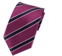 more images of Men′s 100% Polyester Casual Style Stripes Small MOQ Own Logo Strip Tie Purple