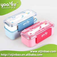 Collapsible Silicone Plastic Airtight Korean Lunch Box for Kids with Cutlery Set