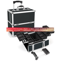 more images of Black Aluminum Rolling Makeup Case with Detachable Trolley