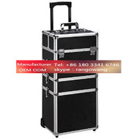 more images of 4 in 1 Aluminum Rolling Cosmetic Makeup Train Cases Trolley Professional Artist