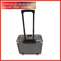Grey Rolling Aluminum Tool Carry Case Tools Box with Trolley Custom
