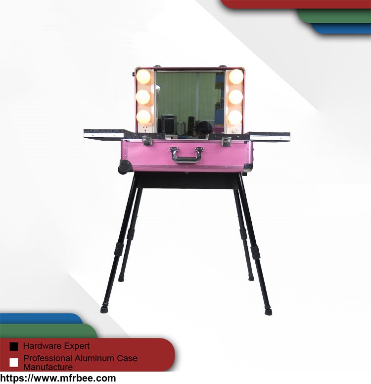 adjustable_trolley_pink_makeup_studio_case_with_light_custom