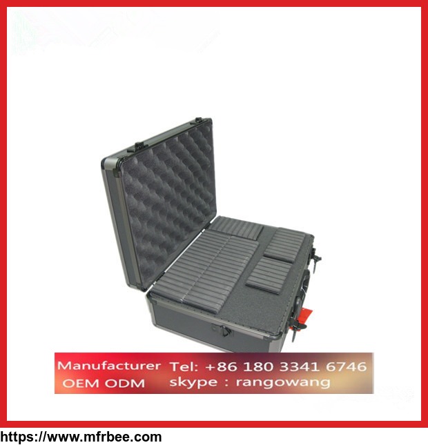black_aluminum_storage_case_tool_box_with_adjustable_dividers_custom