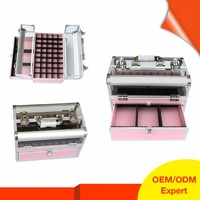 more images of Professional Fashion High Quality Aluminum Pvc Make Up nail polish organizer box