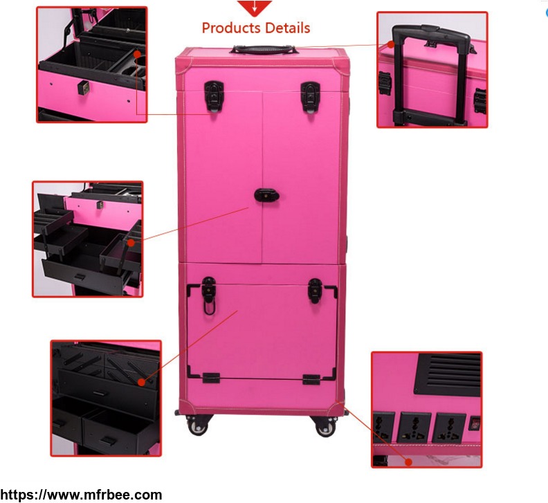 2016_newest_design_professional_pink_pvc_makeup_trolley_case_with_touch_screen_mirror_light
