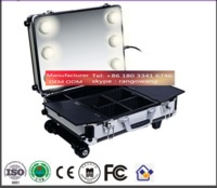 more images of custom professional aluminum lighted makeup trolley case with lights