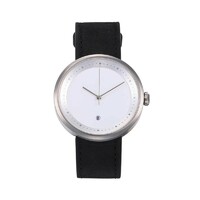 more images of WHITE DIAL CURVED END LEATHER WATCH STRAPS WITH CALENDAR