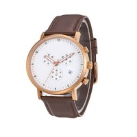 more images of CHRONOGRAPH LUMINOUS HANDS STAINLESS STEEL WATCH WITH LEATHER STRAP