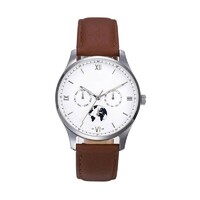 more images of CHRONOGRAPH STAINLESS STEEL WATCH WITH BROWN LEATHER BAND