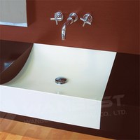 Acrylic Solid Surface White And Brown Vanity