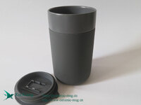 more images of Custom 12oz handleless ceramic travel coffee mug with insulated cushion