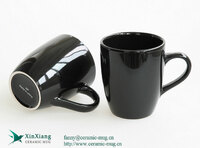 Black shiny U-shaped promotional ceramic coffee mugs