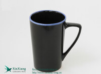 Custom Black High Color Glazed Ceramic Mugs Tall stoneware mugs