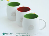 more images of Relief color glazed soup ceramic mugs for coffee Fat mug logo with lid