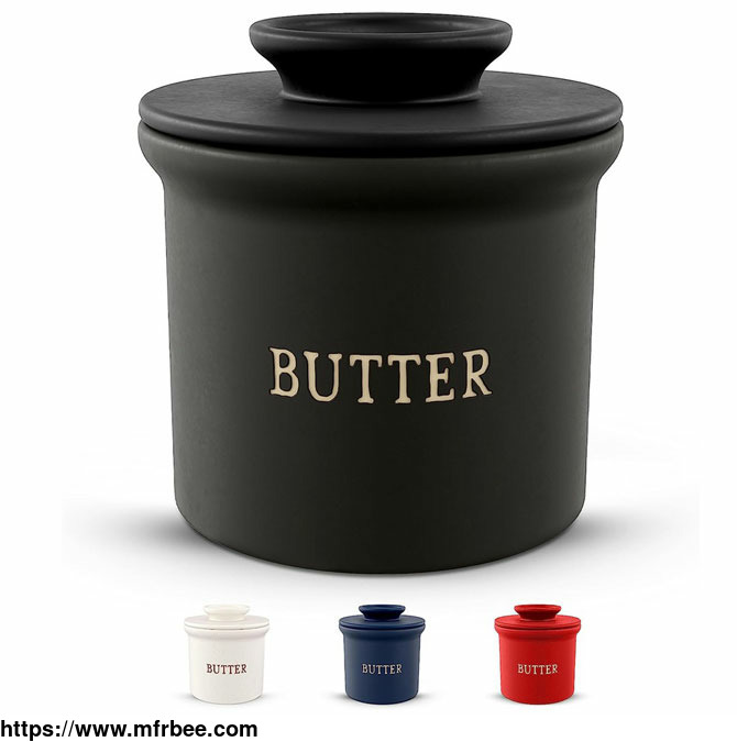 wholesale_black_round_ceramic_butter_jar_with_lid_supplier
